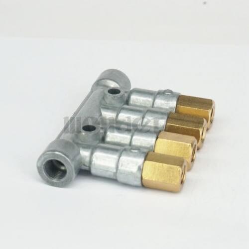 4 Way Aluminum In M8x1 Out M10x1 Lube Oil Piston Distributor Value Manifold Block for centralized lubrication system