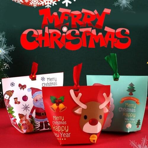 5pcs Merry Christmas Candy Gift Boxes Decoration Santa Claus Paper Packing Ornaments Winter Theme New Year Xmas Home Supplies