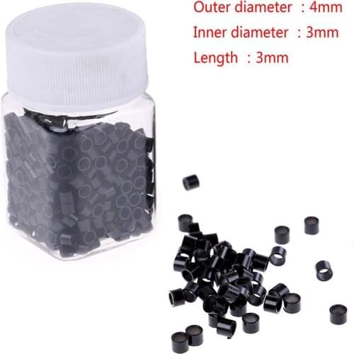 500pcs Beads Hair Feather Extensions silicon lined Micro Links Rings 4.0*3.0*3.0mm