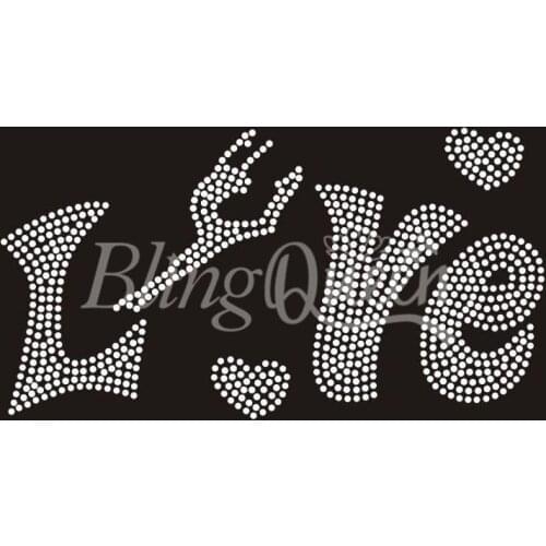 BlingQueen 25PCS/LOT Hot Fix Iron On Rhinestone Transfers Love Dance Design Custom Orders are welcome