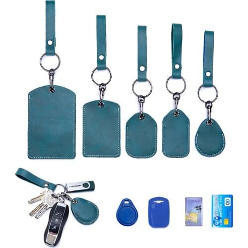 Cow Leather Keychain Key Ring Doorlock Access Control Tags Keyfob Tokey Tag ID Card a Case Keychain Access Card Bag Key Tag Ring