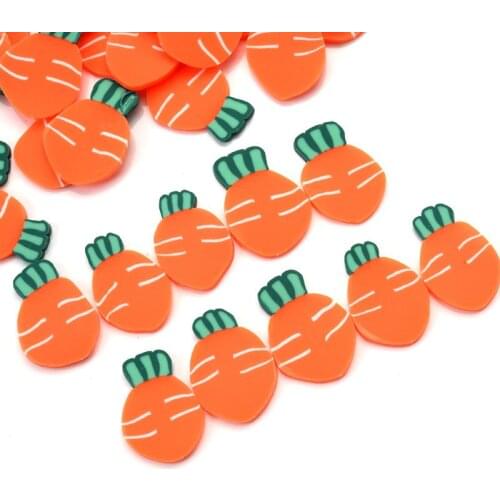 15x23mm 30Pcs/Lot Orange Carrot Shape Clay Spacer Beads Charm Polymer Clay Beads For DIY Jewelry Making Accessories Without Hole