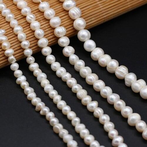 Natural Freshwater Pearl Beads Round Shape White Loose Pearl Beads for Making DIY Jewelry Necklace Accessories Size 5-10mm