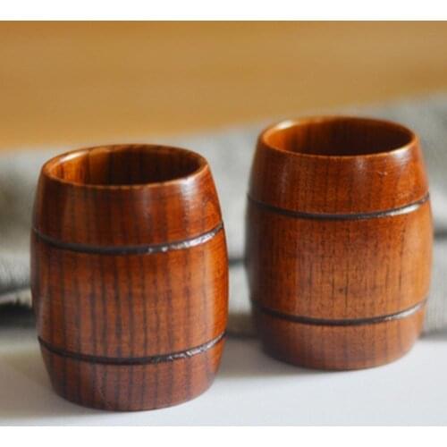 Barrel Shape Beer Tea Coffee Milk Water Cup Wooden Kitchen Bar Pub Drinkware