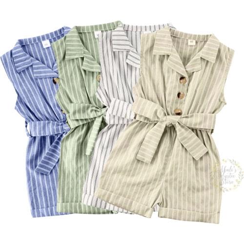 1-6Y Toddler Baby Kid Girls Jumpsuit Summer Striped Bow Rompers Children Girls Costumes Sleeveless