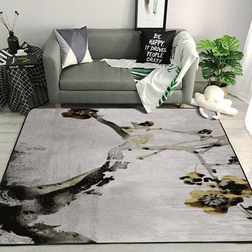 Chinese Classical Style Elegant Water Ink Flower Bird Bedroom Living Room Kitchen Bedside Carpet MatCustom Size