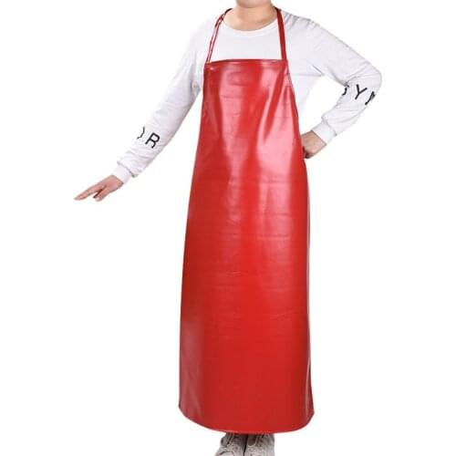 PU Soft Leather Apron Waterproof Oil-proof Adult Kitchen Cooking Waist Wear-resistant Overalls Men and Women Enlarged Bib