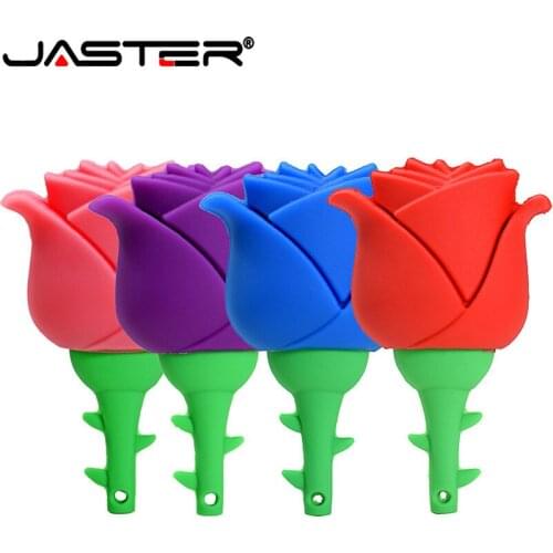 JASTER Flower USB Flash Drive 128GB Memory Stick 64GB Silicone Pen drive 32GB Cartoon Pendrive USB 2.0 Flash disk Card Key chain