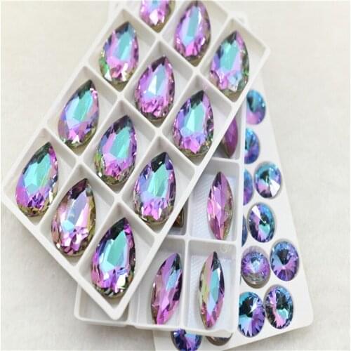 Stones violet Color Diamond Decoration Rivoli Teardrop Navette Glittle Electroplating Effect Jewels Making Rhinestones