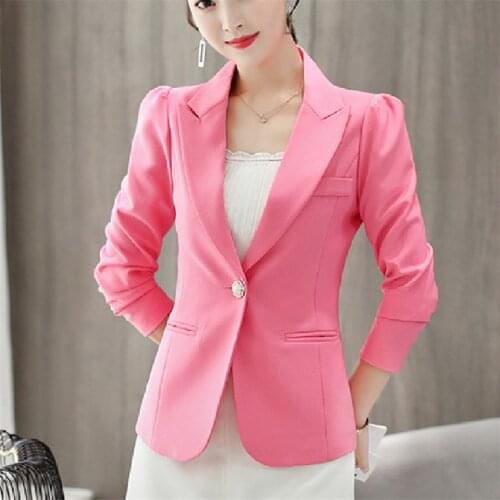 Korea Autumn Solid Slim Business Short Blazers Coat Spring Casual All-match Women Blazers Jackets Work Office Lady Suit