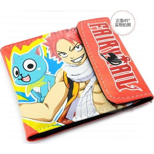 PU short wallet with colorful printing of Fairy tail Magic sign & Naz & Happy