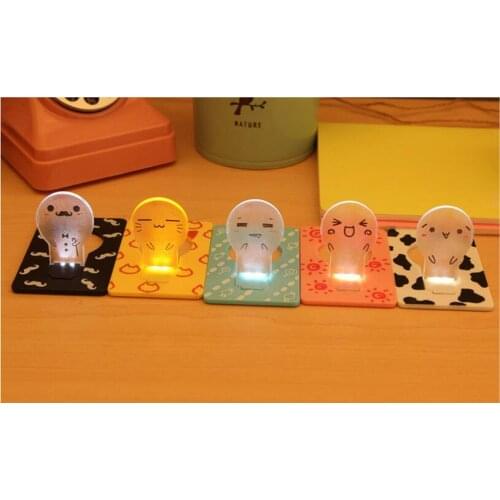 Creative cartoon Portable Ultra-thin LED card lights Pocket night Lamps Wallet Lamp Christmas Creative Gifts