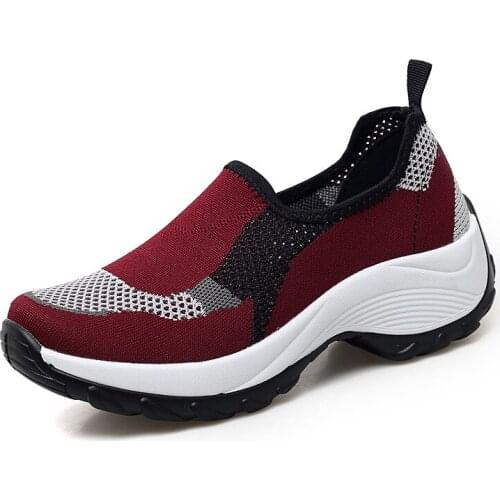 Breathable Shoes Female Mesh Sneakers Vulcanize Shoes Woman Thick-soled Hiking Outdoor Hiking Shoes Quick-drying Tenis Feminino