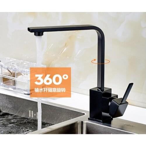 Kitchen Vidric Faucet!Full copper black paint modern basin sink faucet hot and cold simple square can be rotated 1pcs/lot