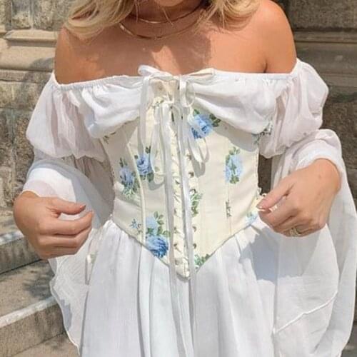 Summer Dress 2121 Pink Bandage Corset Casual Vintage Dress Hollow Out Bustier Prairie Chic Outfit Ladies Clothes Y2K Cummerbunds