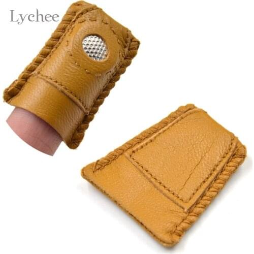 Lychee Life DIY Synthetic Leather Coin Thimble Finger Sets With Metal Tip Handmade Crochet Hook