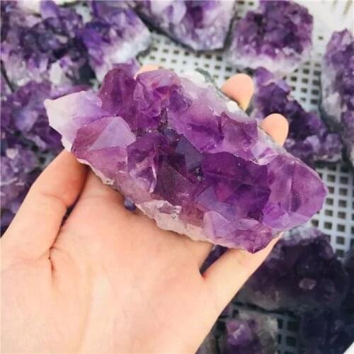 MOKAGY 100g-130g Natural Raw Amethyst Quartz Purple Crystal Cluster Healing Stones Specimen Home Decoration Crafts Ornament 1pc