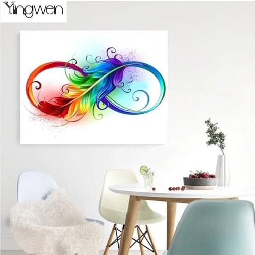 NEW 5D DIY Diamond Painting Rainbow Feather Picture of Rhinestone Full Diamond Embroidery Cross Stitch Kits Home Wall Decoration