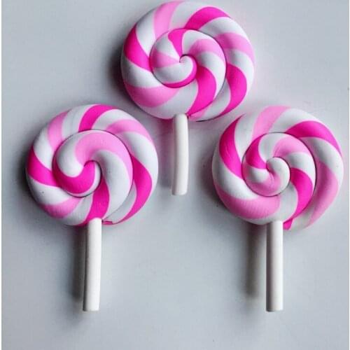 New soft pottery 7 color lollipop candy button diy decoration accessories6PCS/lot-A472