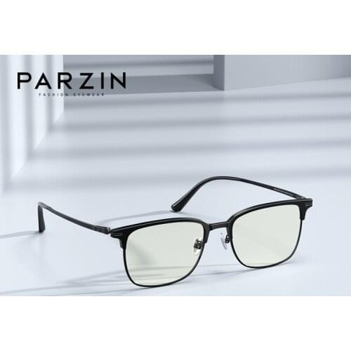 PARZIN Blue Light Glasses Men Aluminum Magnesium Frame Blue Light Blocking Glasses Women Computer Gaming Clear Goggles 15799