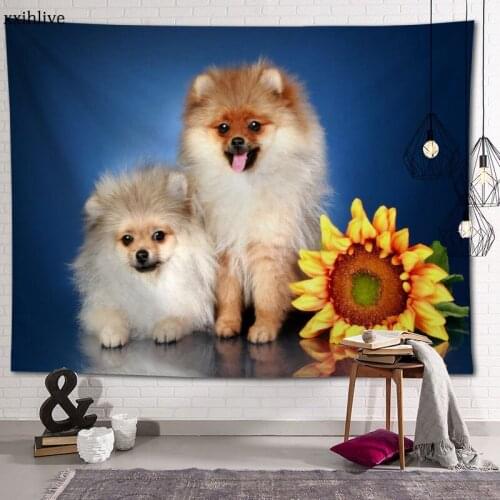 Customized Pomeranian Hanging Fabric Background Wall Covering Home Decoration Blanket Tapestry Bedroom,Living Room Wall Decor