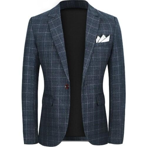 Fit Slim Men Blazers New Check Suit Jacket Formal Casual Business Office Work Daily Life Party Prom Plaid Blazer Wedding Groom
