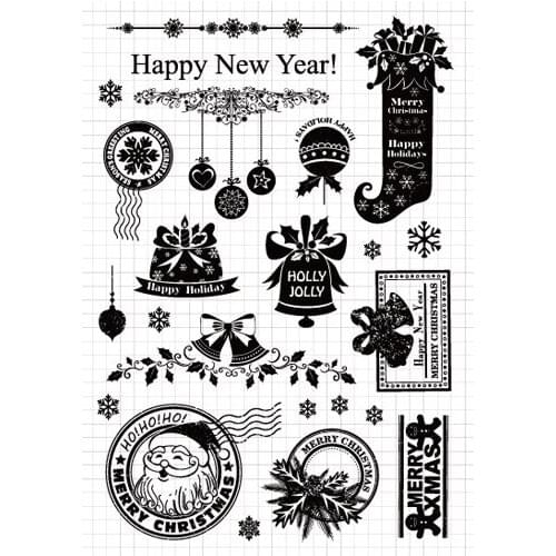KSCRAFT Merry Christmas Transparent Clear Silicone Stamps for DIY Scrapbooking/Card Making/Kids Crafts Decoration Supplies M08
