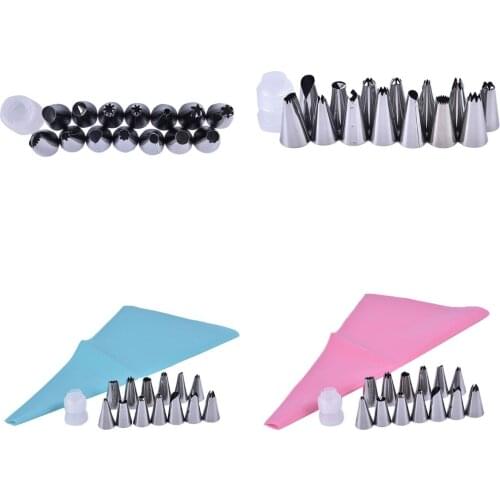 1set Silicone Kitchen Accessories Icing Piping Cream Pastry Bag Stainless Steel Nozzle Sets DIY Cake Decorating 30*17.5cm