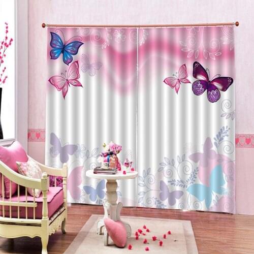 Modern Simple Colorful Butterfly Photo Painting Curtain Large Window For Living room bedroom Blackout Drapes Indoor Sets