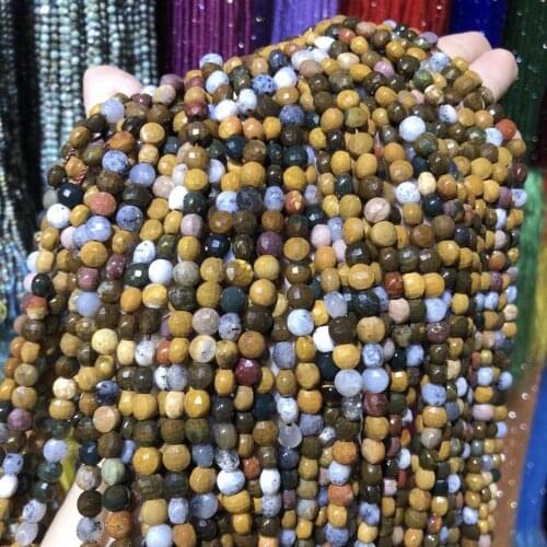 Oblate Cut Natural Stone Beads Ocean Jaspers Loose Stone Bead For Bracelet Necklace Jewelry Making DIY Size 6mm