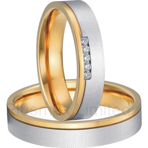 Anel de Casamento titanium no rust gold color wedding rings men and women