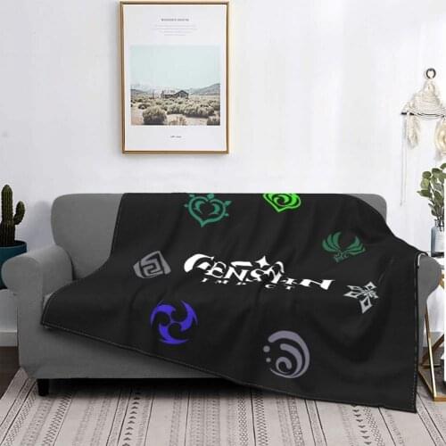 Genshin Impact Elements Blanket Fleece Printed Manga Breathable Lightweight Throw Blankets for Sofa Travel Quilt