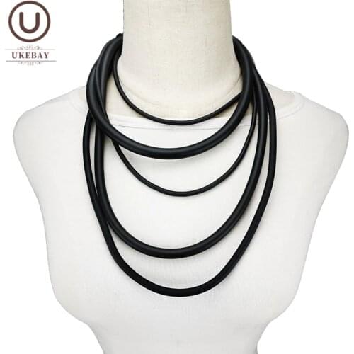 UKEBAY New Choker Necklace For Women Short Necklaces Black Rubber Rope Handmade Jewelry Punk Accessories Designer Jewellery Gift