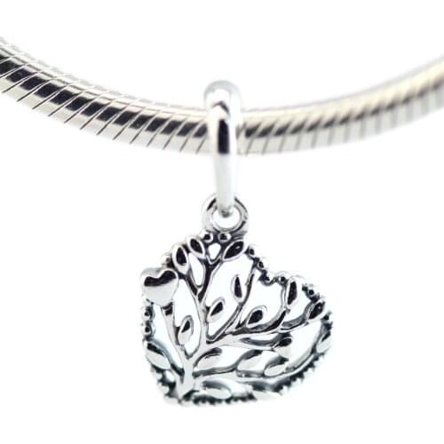 Beads FOR Jewelry Making DIY Sterling-Silver-Jewelry Flourishing Hearts Bead Charm 925 Silver Berloque Perles Charm