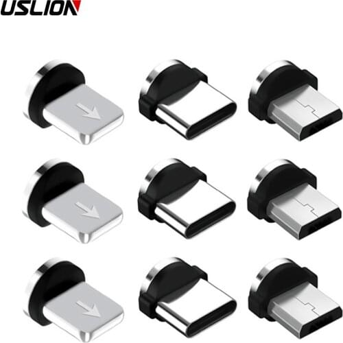 USLION 4 Pcs 360 Rotation Magnetic Cable Plug Tips For Mobile Phone Replacement Parts Durable Converter Charging Cable Adapter