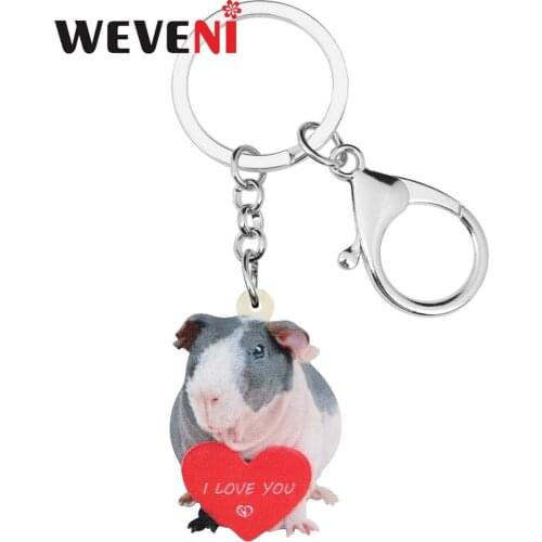 WEVENI Acrylic Valentines Day Love Guinea Pig Key Chain Ring Bag Car Purse Decorations Keychains For Women Girls Teens Men Gift