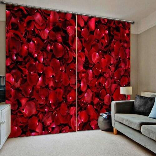 Red rose curtains wedding curtain 3d curtains new window balcony thickened windshield blackout curtains
