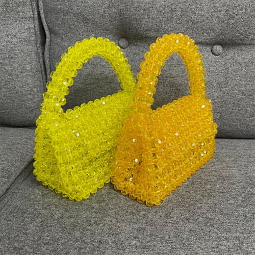 Customized Bead Bag Green Hand-woven Celebrity Handbags Unique Design Ladies Party Bag Top-handle Purses and Handbags