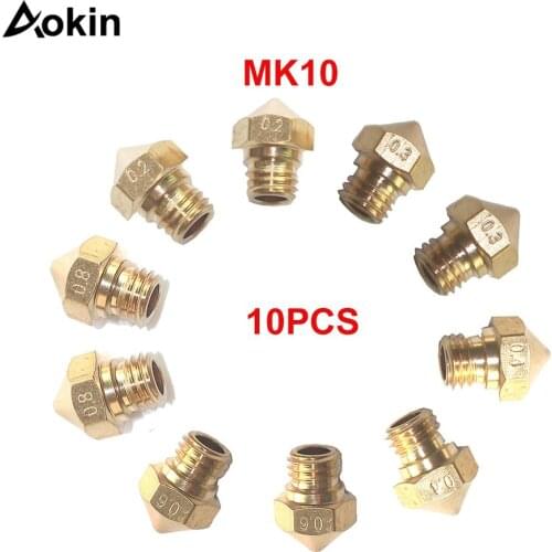 10PCS MK10 Extruder Nozzle for 3D Printer Makerbot 2 0.2mm 0.3mm 0.4mm 0.6mm 0.8mm