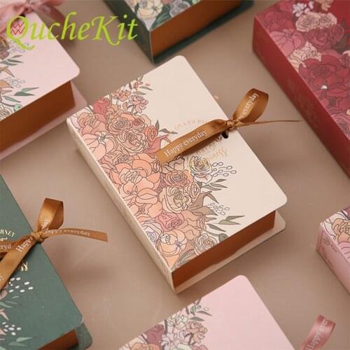 10pcs Creative Book Shape Flower Gift Box Packaging Chocolate Cookies Cake Kraft Paper Boxes Decor Wedding Party Baby Shower