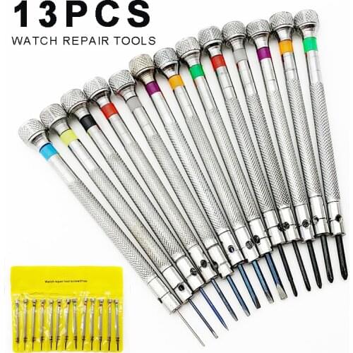13pcs 0.6mm-2.0mm Screwdrivers Set Rustproof Hight Quality Watch Repair Tool For Watchmaker MP3 Cell Phones Repair Kits