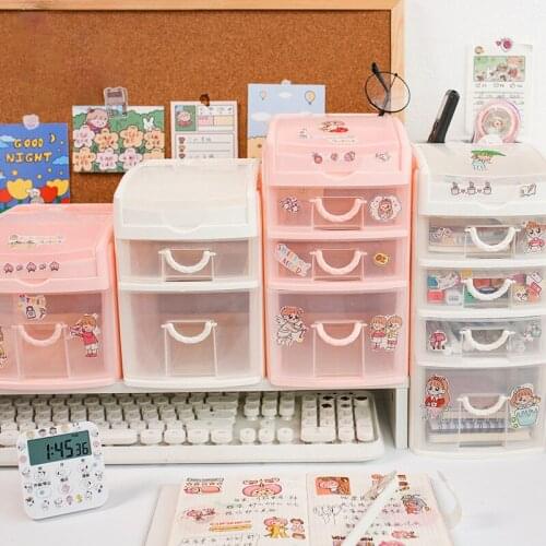 2021 Ins Desktop Drawer Cosmetic Storage Box Desk Shelf Student Dormitory Desk Makeup Finishing Artifact Stationery Storage Box