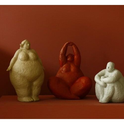 Resin Abstract Fat Lady Figurines Nordic Woman Ornament Vintage Home Decoration Jewelry Lovely Simple Living Room Furnishings