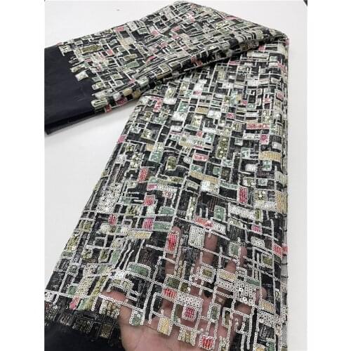 XIYA African Lace Fabric 2021 High Quality French Mesh Lace Fabric With Sequins Nigerian Lace Fabrics For Wedding Dress 4092B-2