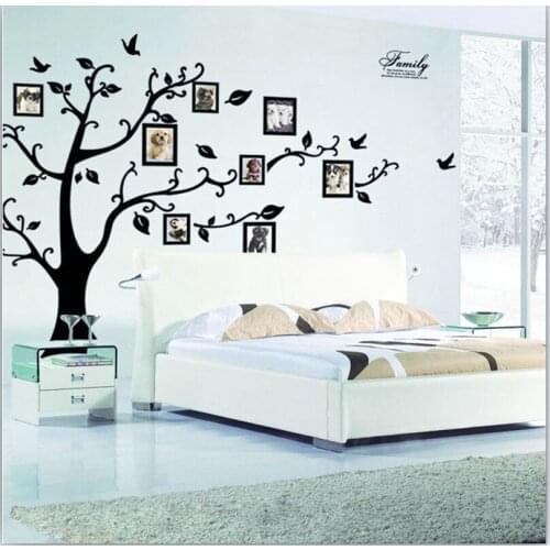 Large Black 3D DIY Photos Frame Trees PVC Wall Decals/Adhesive Family Wall Stickers Mural Art Home Decor Living Room Decorations