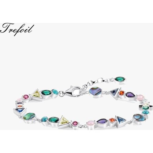 Bracelets Colorful stones 925 Sterling Silver A Journey to Paradise 2021 Brand New Fashion Jewelry Trendy Gift For Women Girls