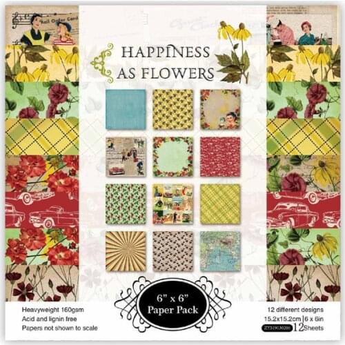6 Inch Happiness As Flowers Paper Scrapbooking Pads Paper Art Background Paper Home Deco Card Making DIY Scrapbook Paper Craft