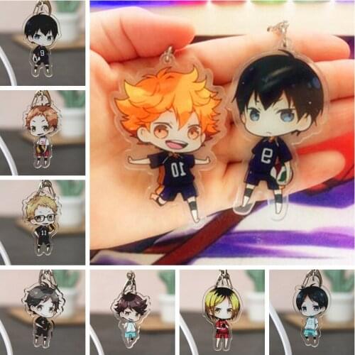 Action New Anime Haikyuu Figurine Acrylic Keychian Toys Haikyuu!! Hinata Shoyo Sugawara Koushi Tsukishima Kei Model Pendant Toys