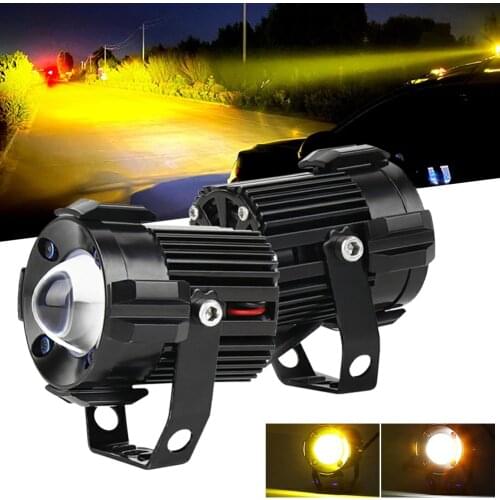 2Pcs LED Headlights Projector Lens 8-80V Yellow White High Low Beam Spotlights Fog Light Universal Motorcycle Auto Lamp
