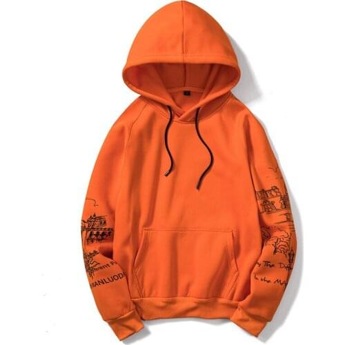 Ymwmhu Men Hoodies Printed Casual New Mens Sportswear Sweatshirts Spring Male Loose Hooded Pullover Solid Clothing Brand